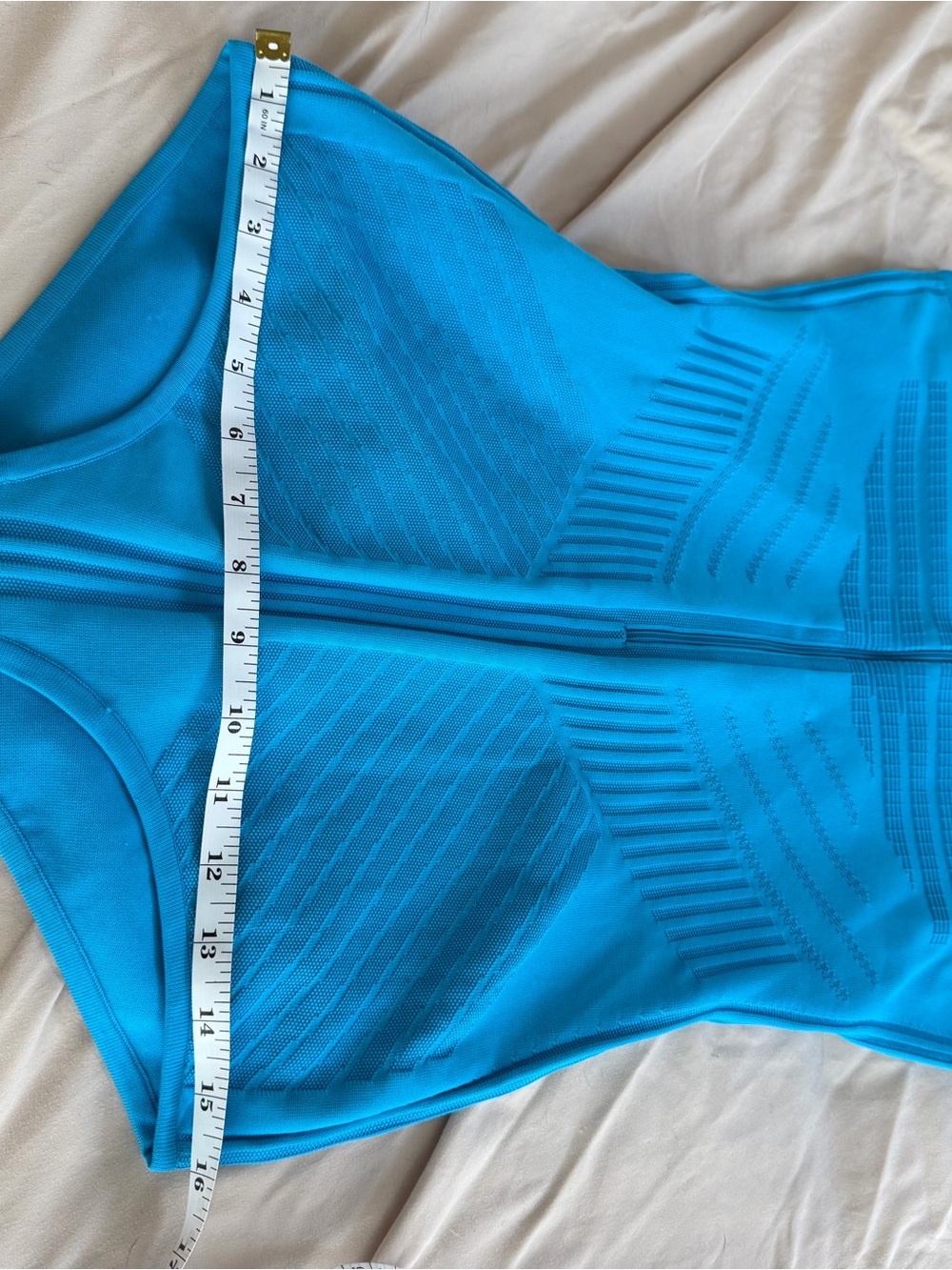 Prada Bright Blue Sleeveless Zip-Up Ribbed Collar Bodysuit with Red Trim - Picture 9 of 9